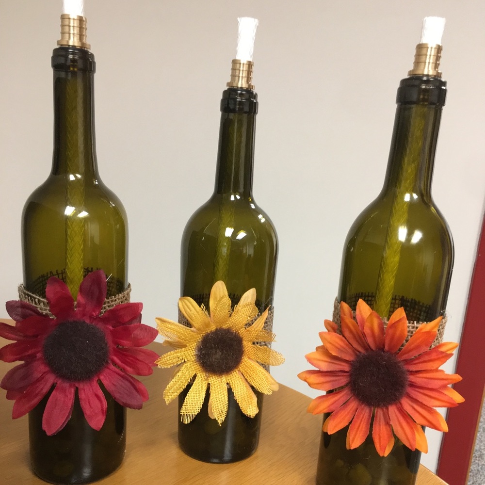 Wine Bottle Tiki Torch Set